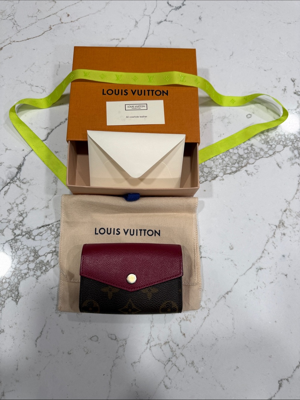 Louis Vuitton Small Envelope Wallet in Burgunandy and Monogram Canvas